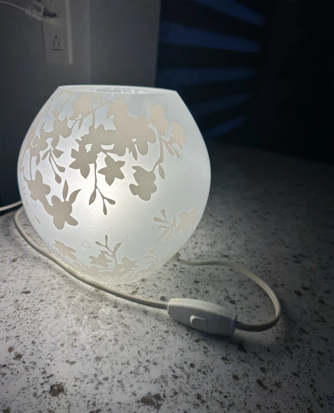 Decorative Frosted Glass Lamp with Floral Etching - photo 3