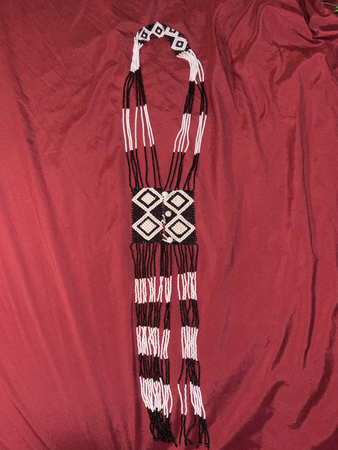 Manmade Beaded Necklace with Geometric Pattern