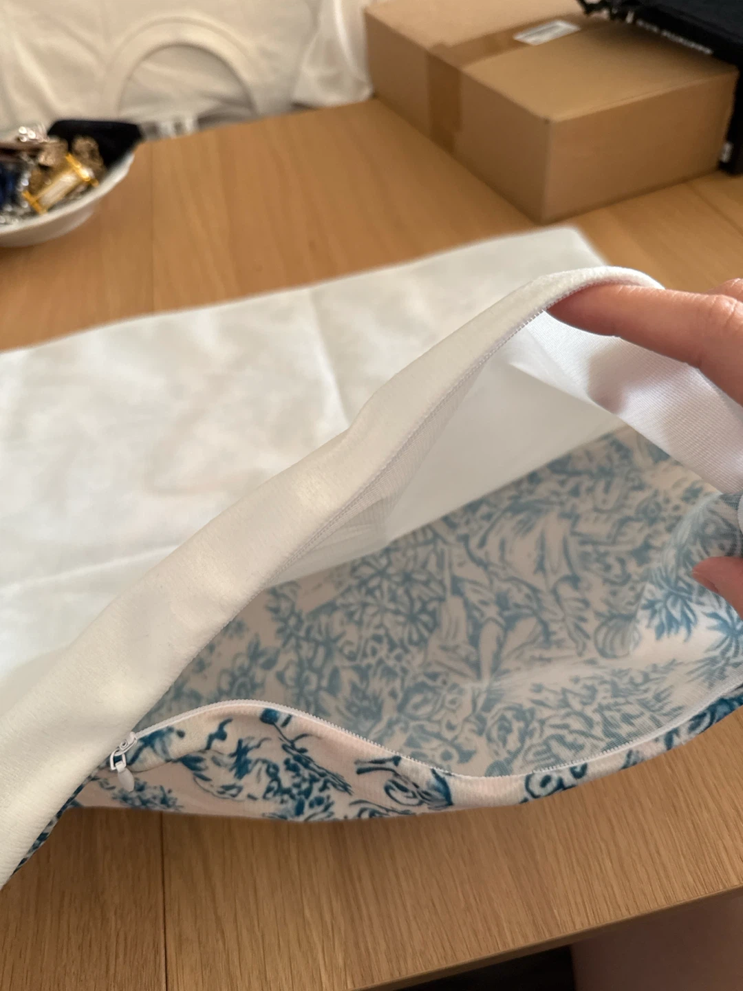 Decorative Pillow Cover with Blue Floral Pattern - photo 3