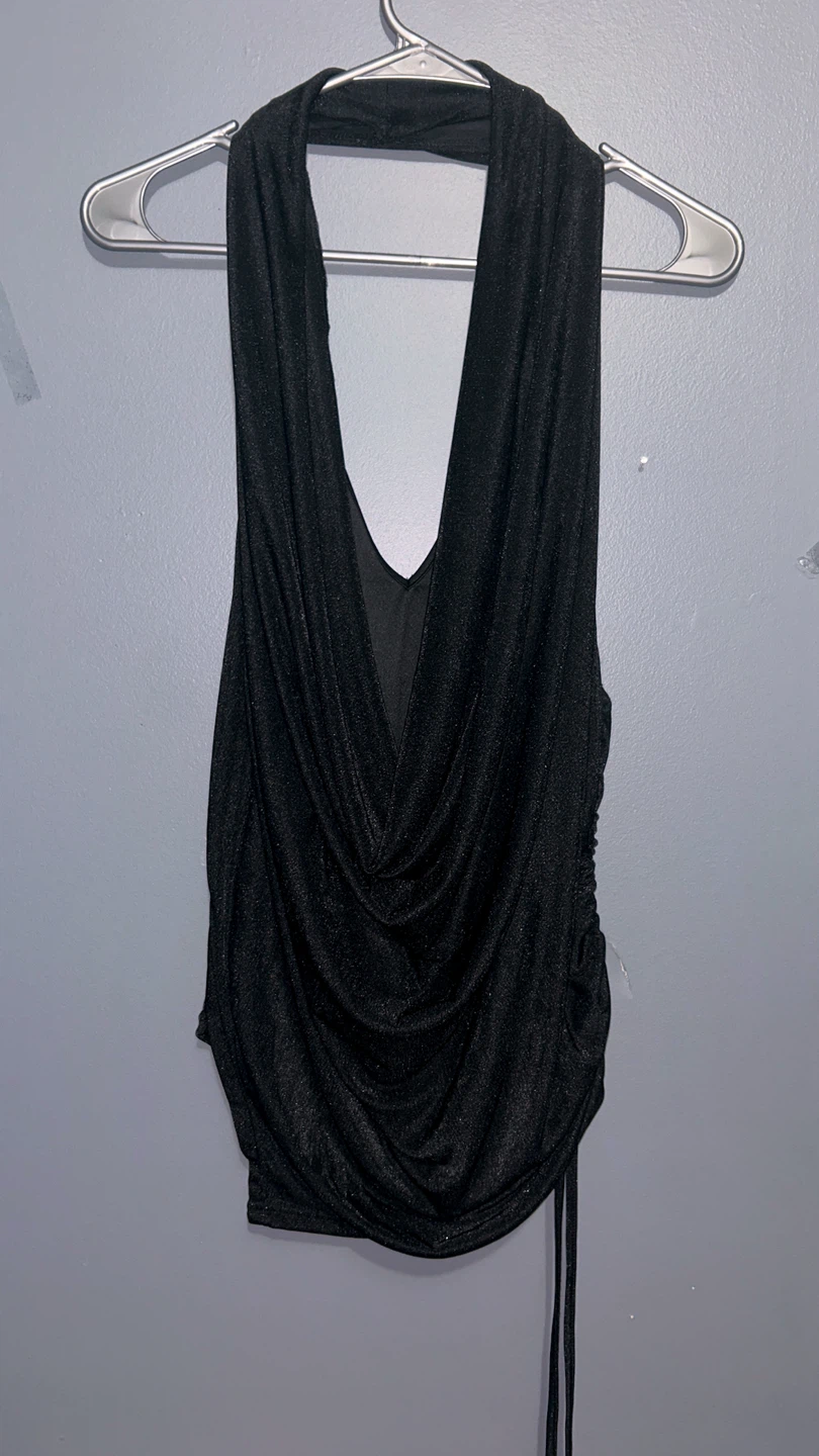 Black Halter Neck Drape Top - photo 2