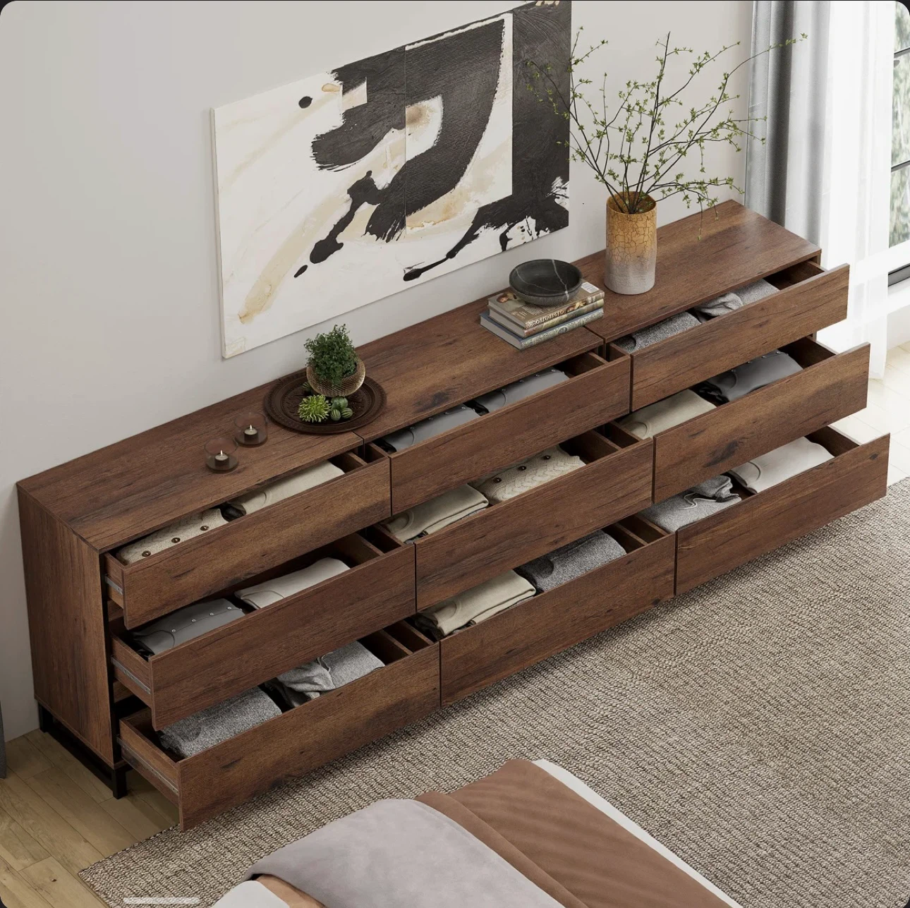 94.5" W 9-Drawer Double Dresser with Metal Base - photo 3