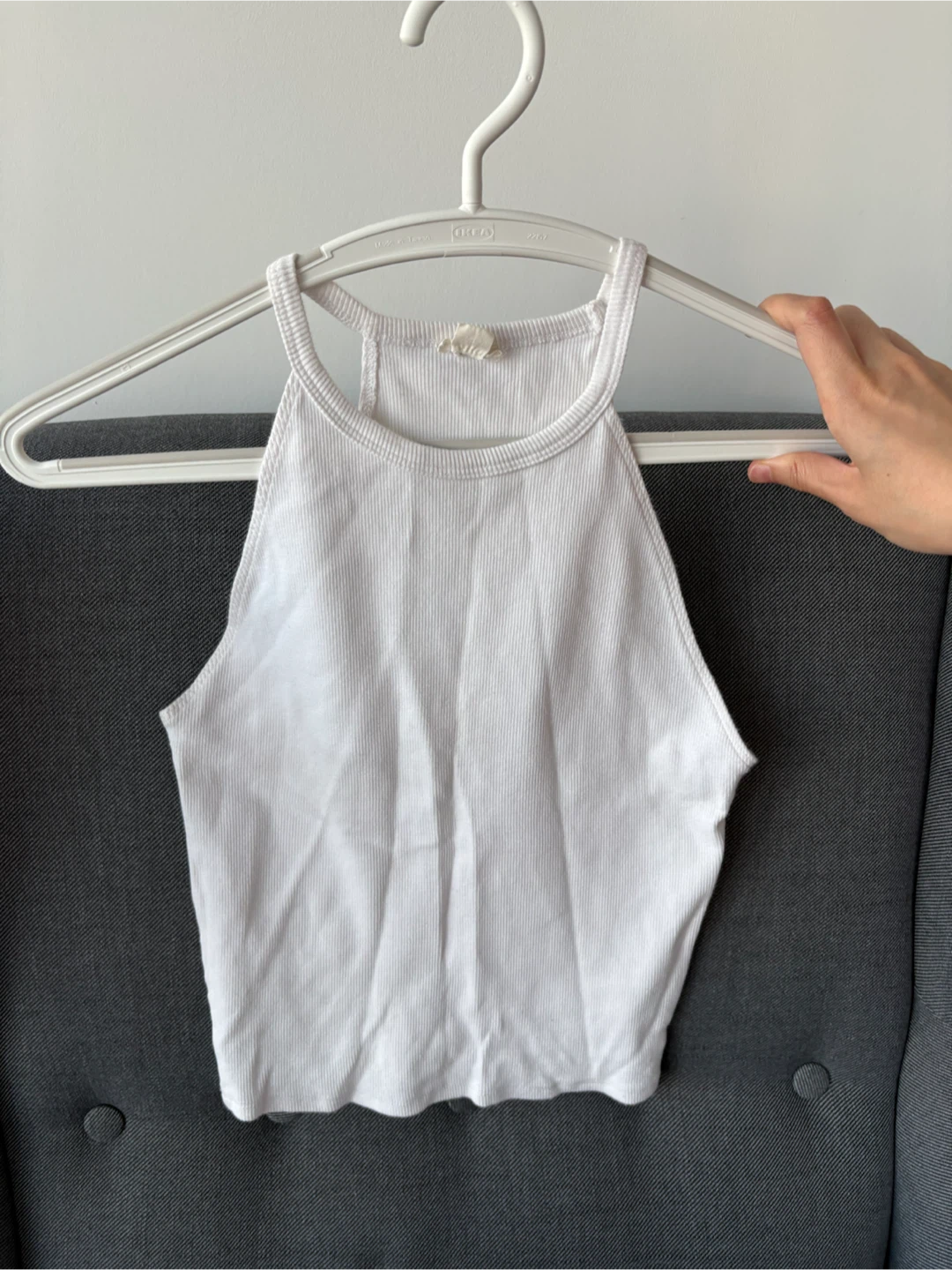 Garage White Ribbed Racerback Tank Top