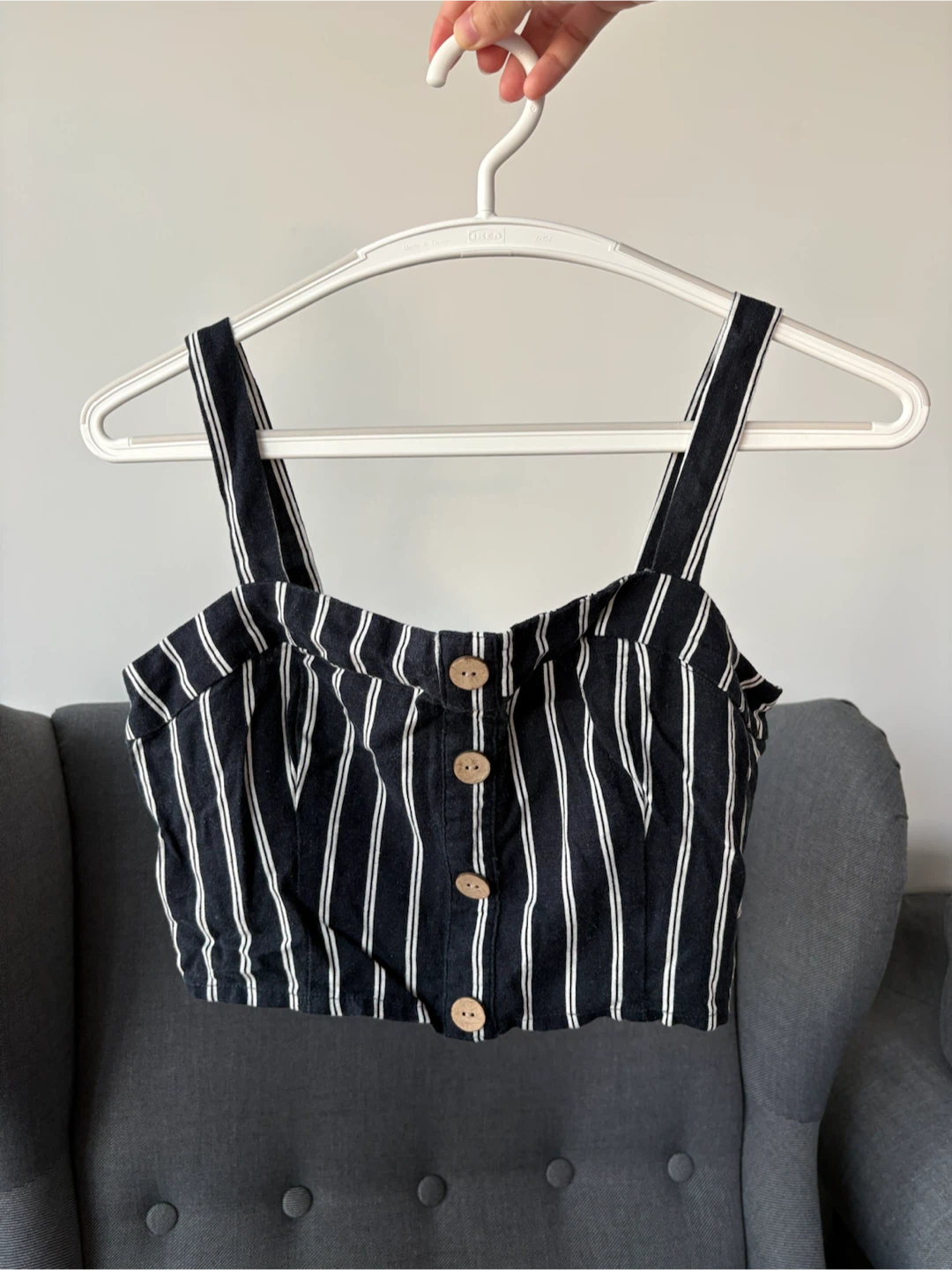 Garage Black and White Striped Crop Top