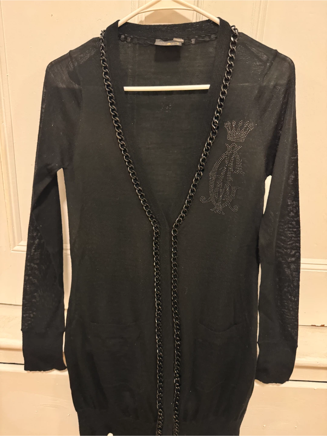 Christian Audigier Black Chain Embellished Cardigan