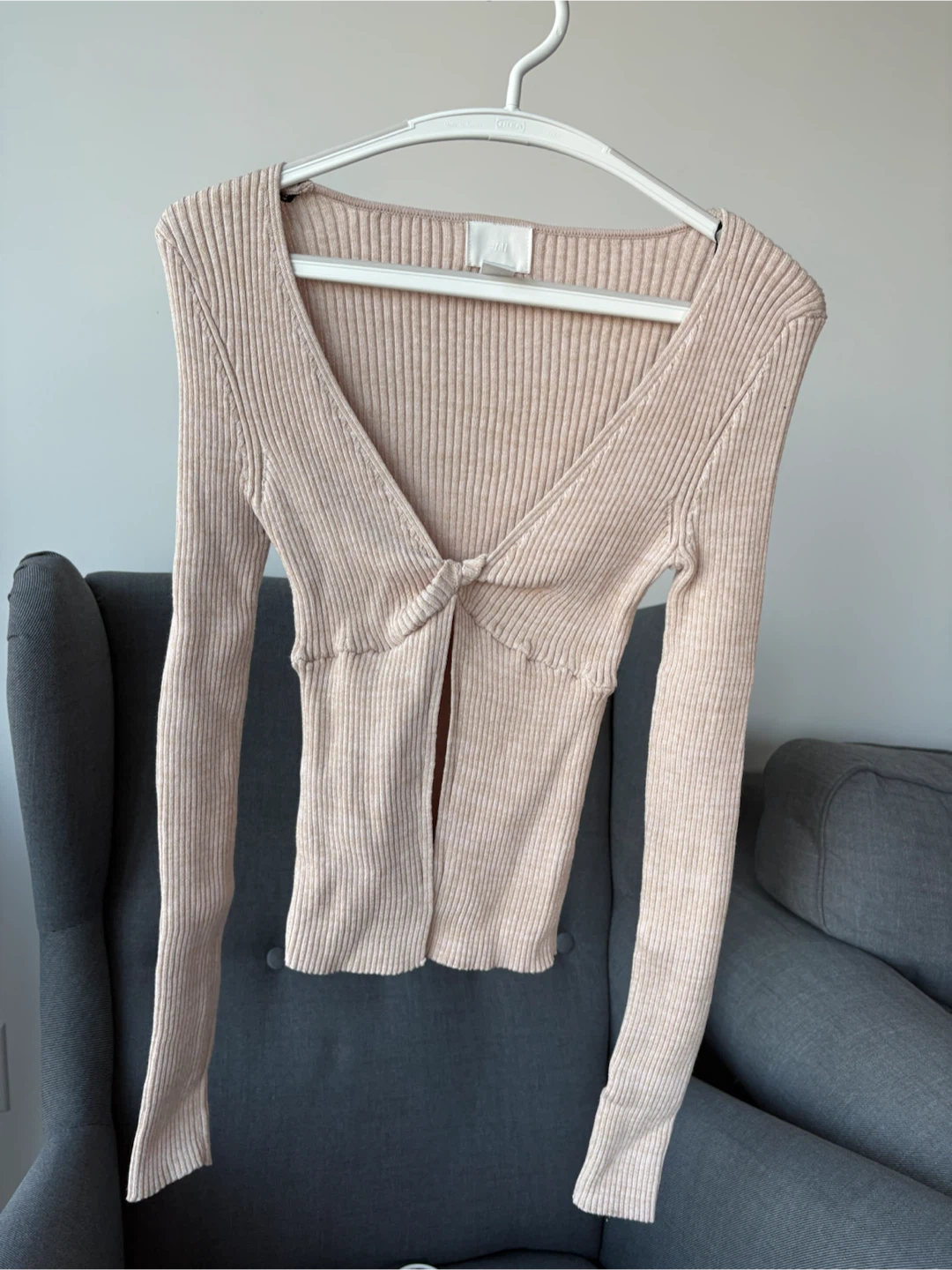 H&M Ribbed Twist Front Cardigan