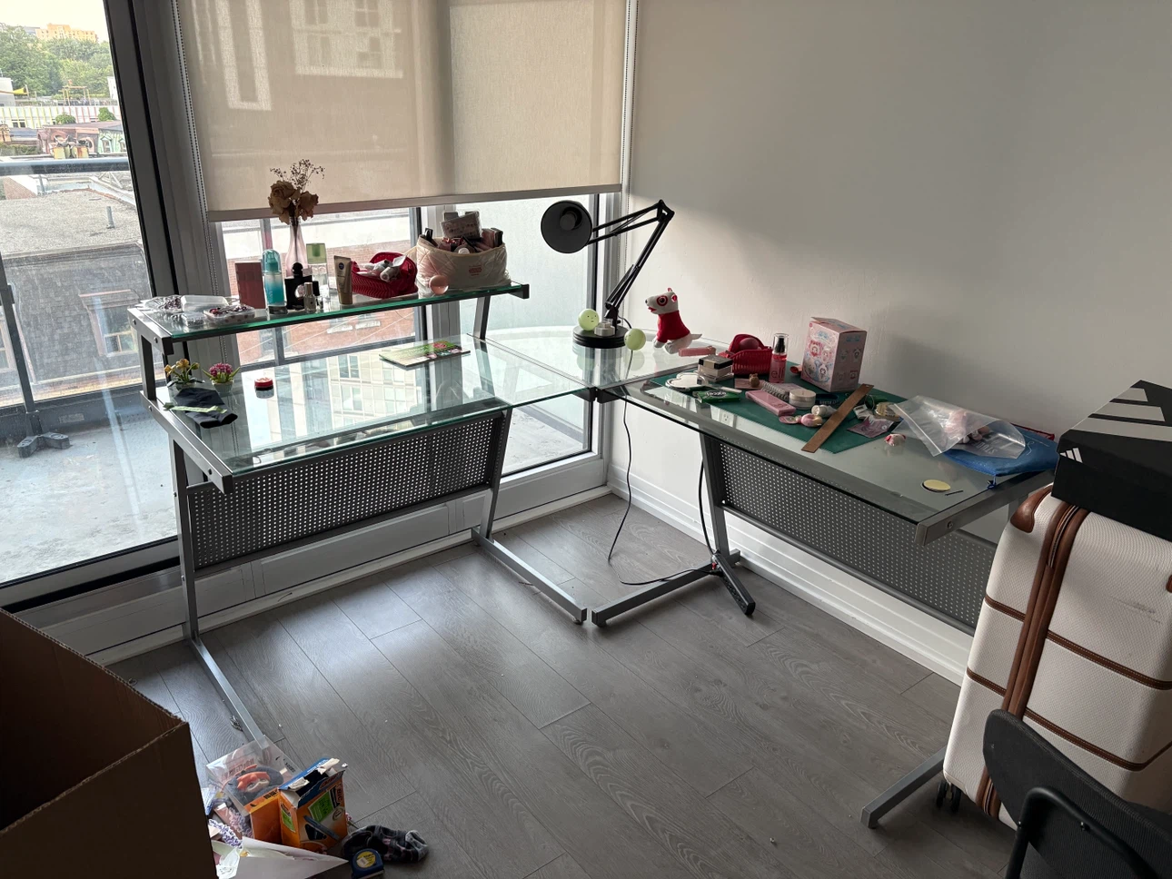 Glass L-Shaped Desk