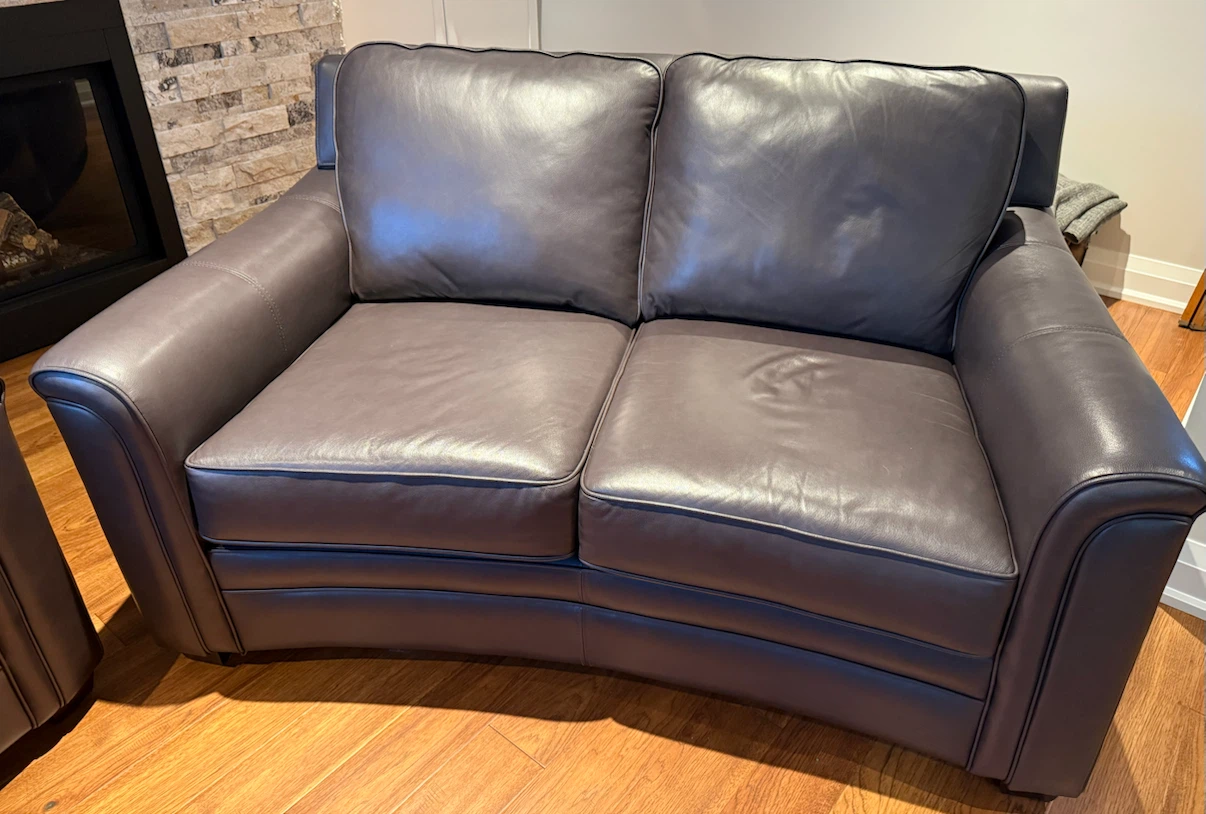 Grey-Brown Leather Loveseat Pair - photo 2