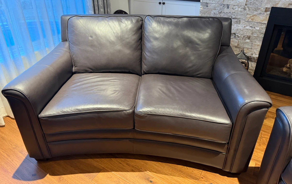 Grey-Brown Leather Loveseat Pair - photo 3