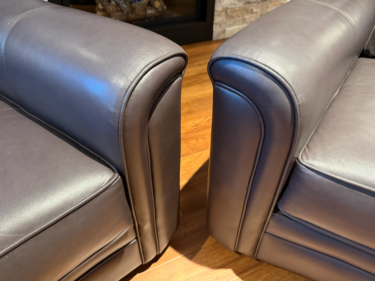 Grey-Brown Leather Loveseat Pair - photo 5