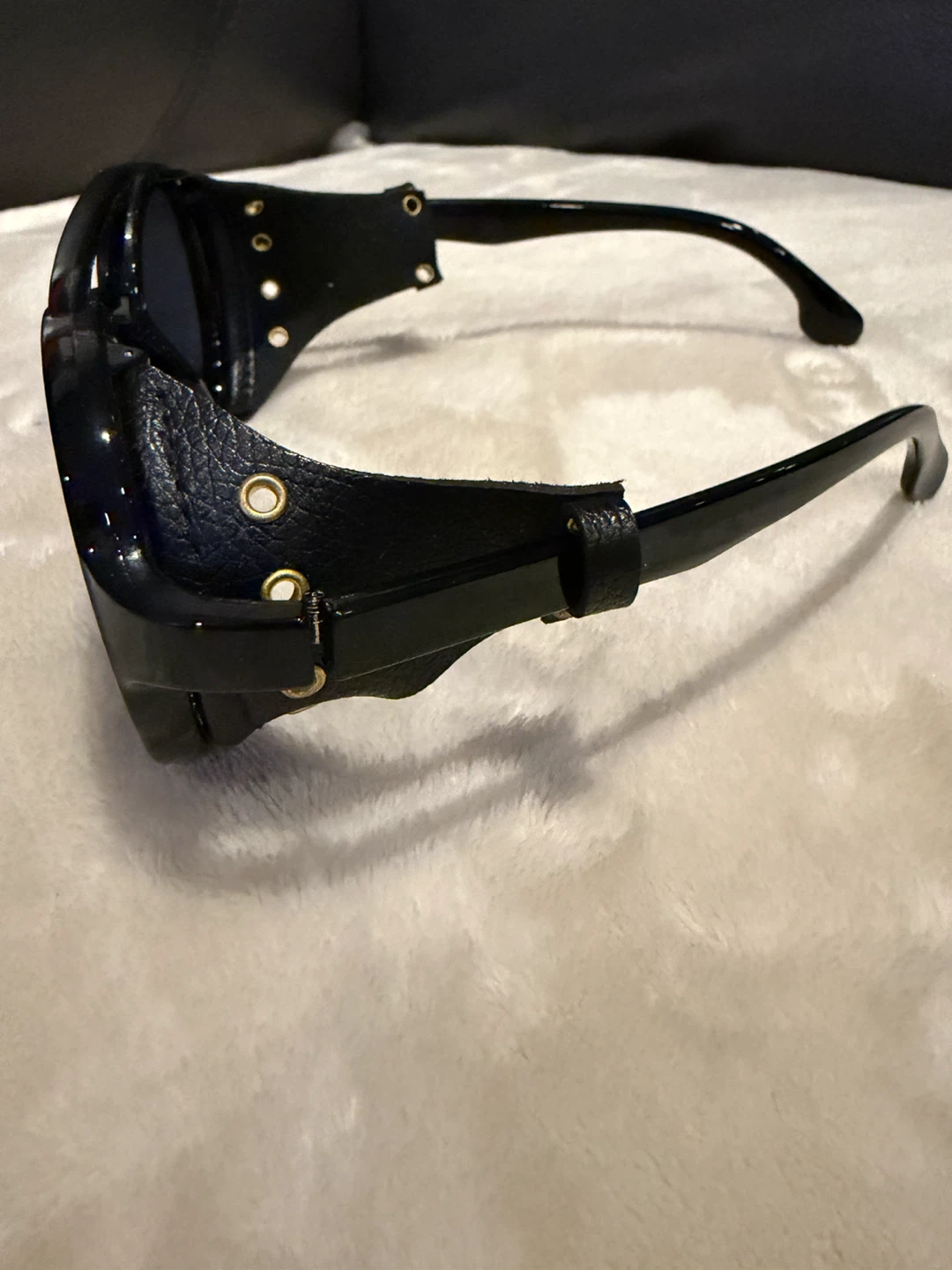 Black Steampunk Round Sunnies w/ Side Shields