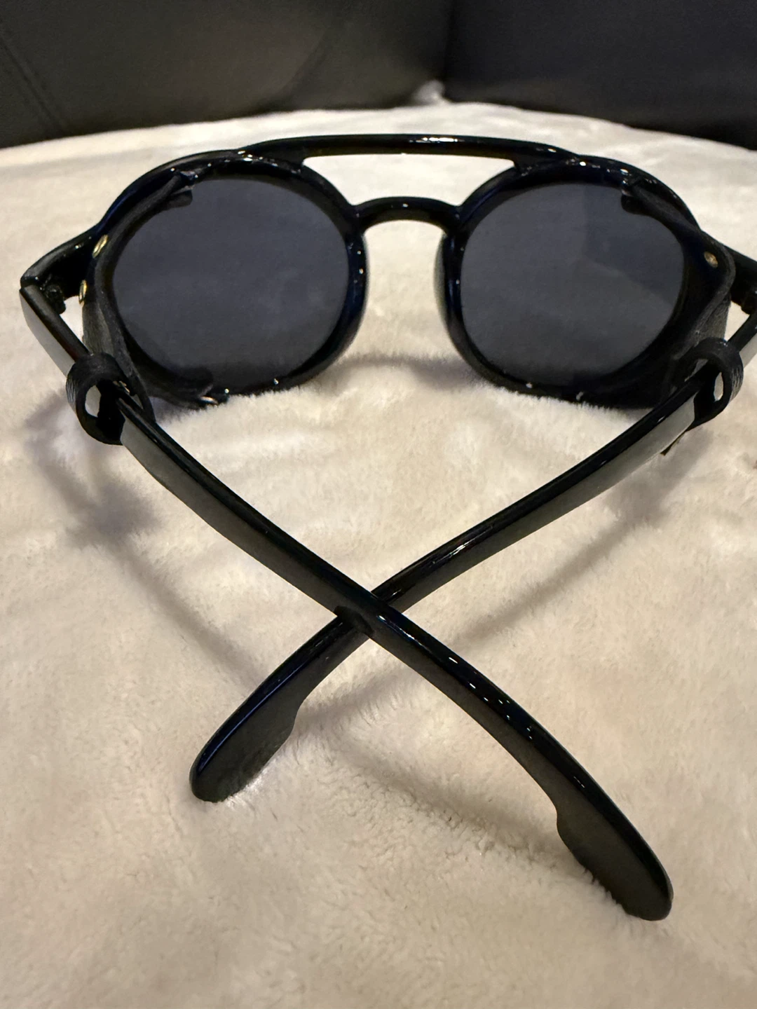 Black Steampunk Round Sunnies w/ Side Shields - photo 3