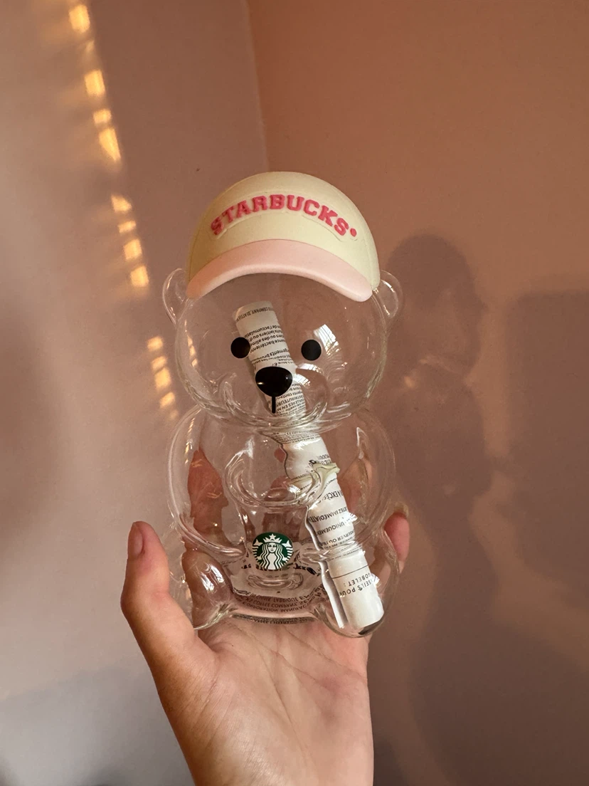 Starbucks Bearista Glass Pink Drink cup