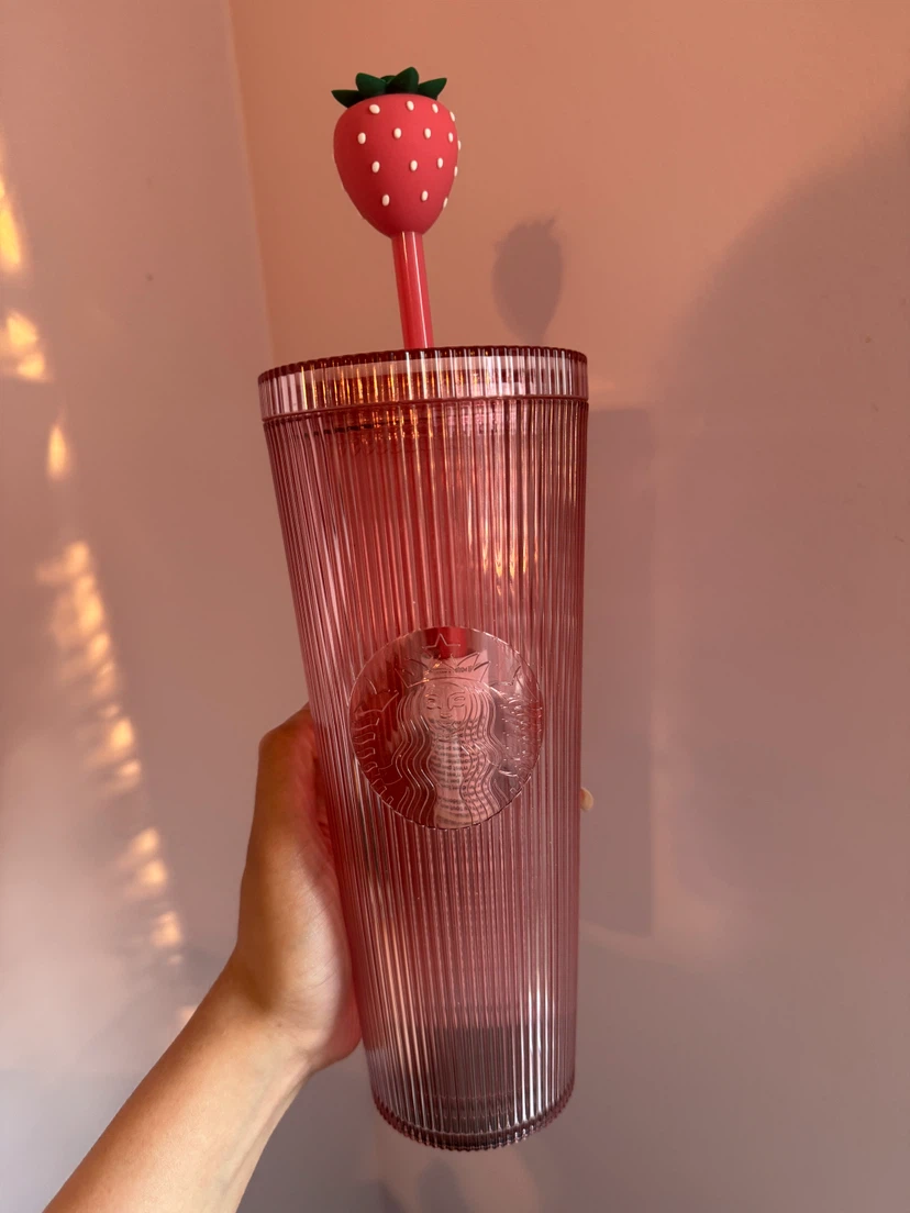 Starbucks Pink Strawberry cold cup Tumbler with Straw