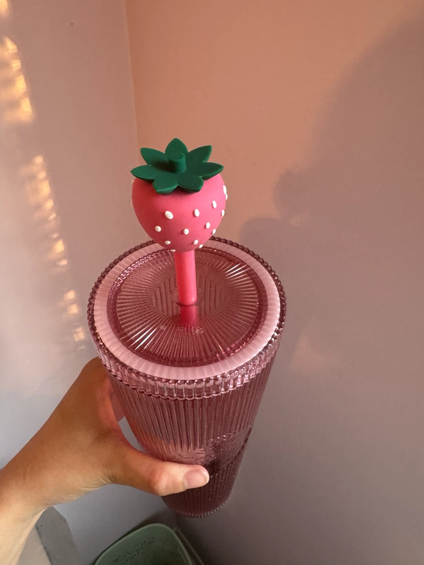 Starbucks Pink Strawberry cold cup Tumbler with Straw - photo 2