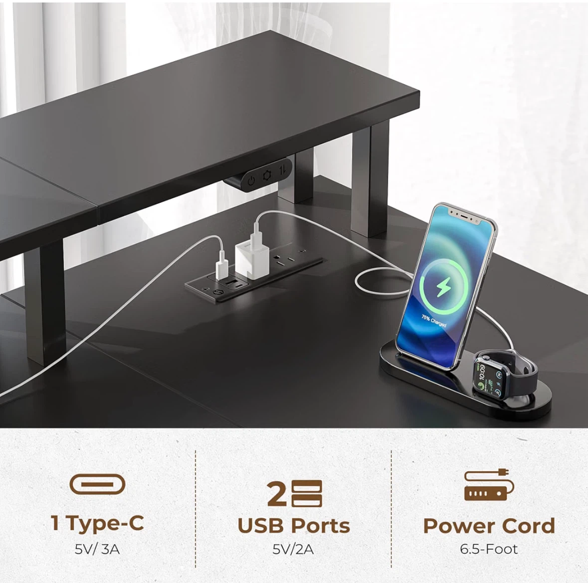 Black L-Shaped Computer Desk with Shelving and Drawers - photo 4