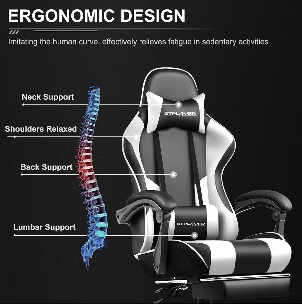 GTRACING Gaming Chair - Black and White - photo 4