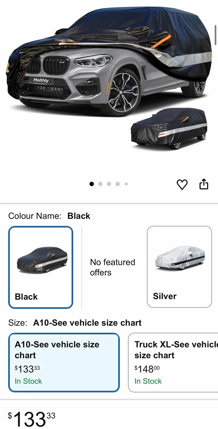 Holthly Car Cover - Black - A10 Size
