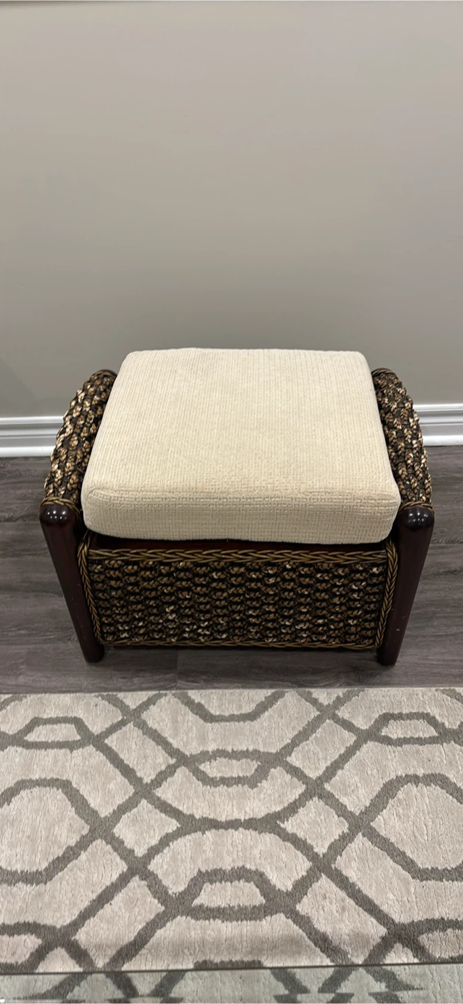 Wicker Loveseat with Beige Cushions - photo 5