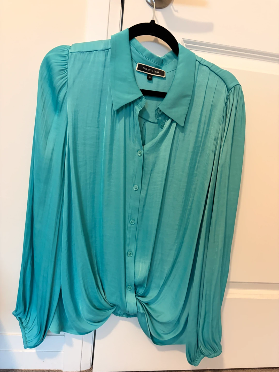 Melanie Lyne Teal Button-Up Shirt - Size 16