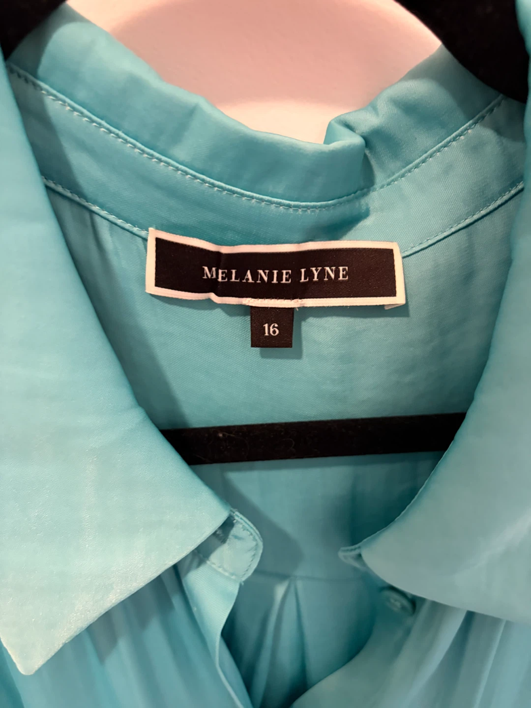 Melanie Lyne Teal Button-Up Shirt - Size 16 - photo 2