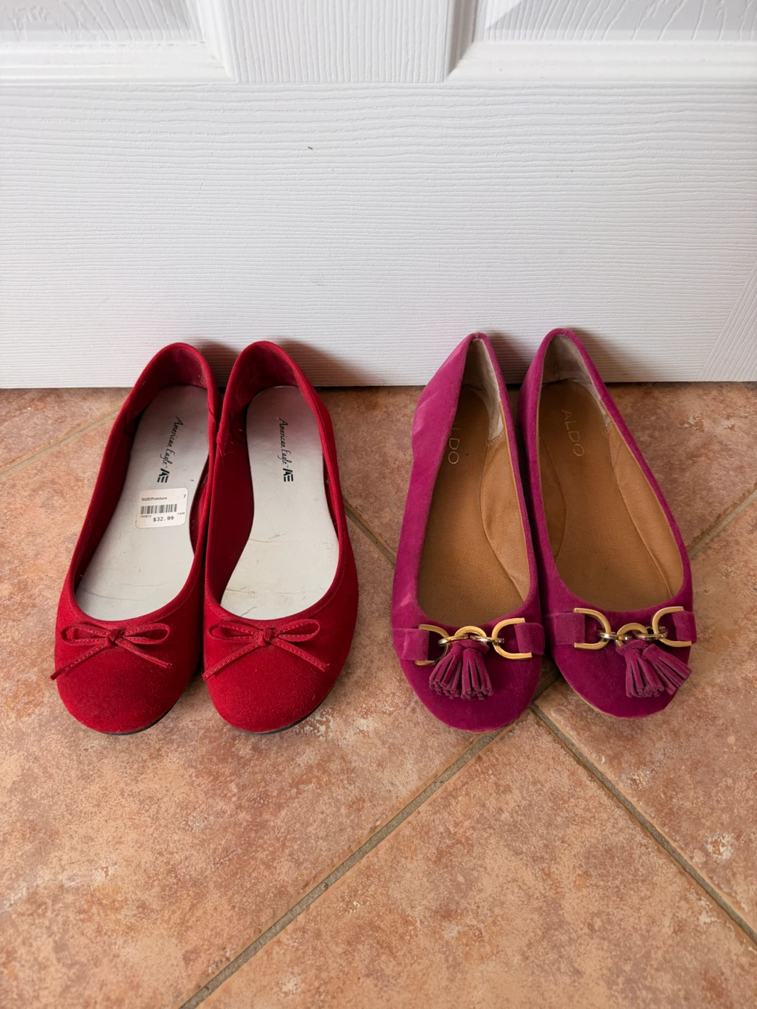 EUC Women Size 7 Red & Fushia Flats