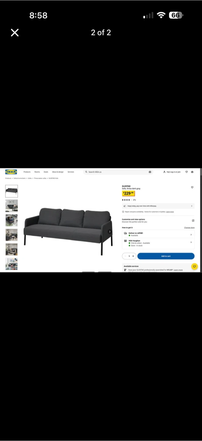 IKEA KLOSTAAD Sofa - Dark Grey