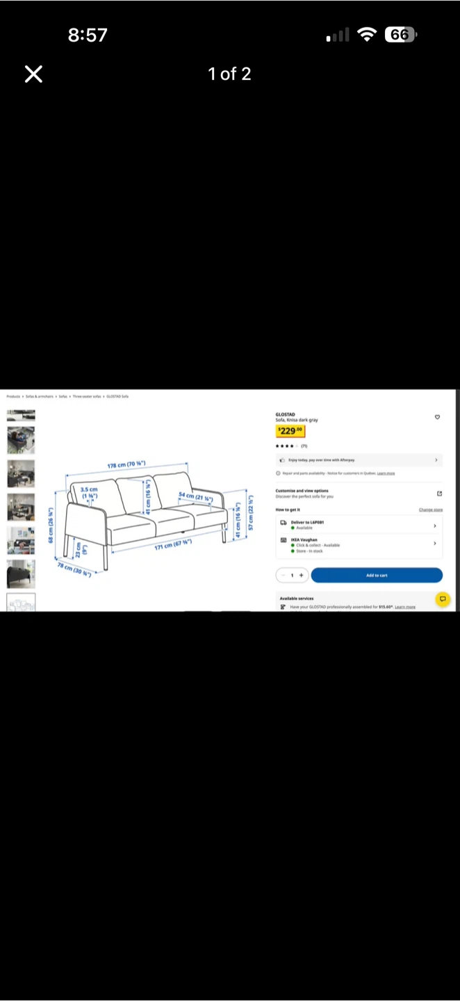 IKEA KLOSTAAD Sofa - Dark Grey - photo 2