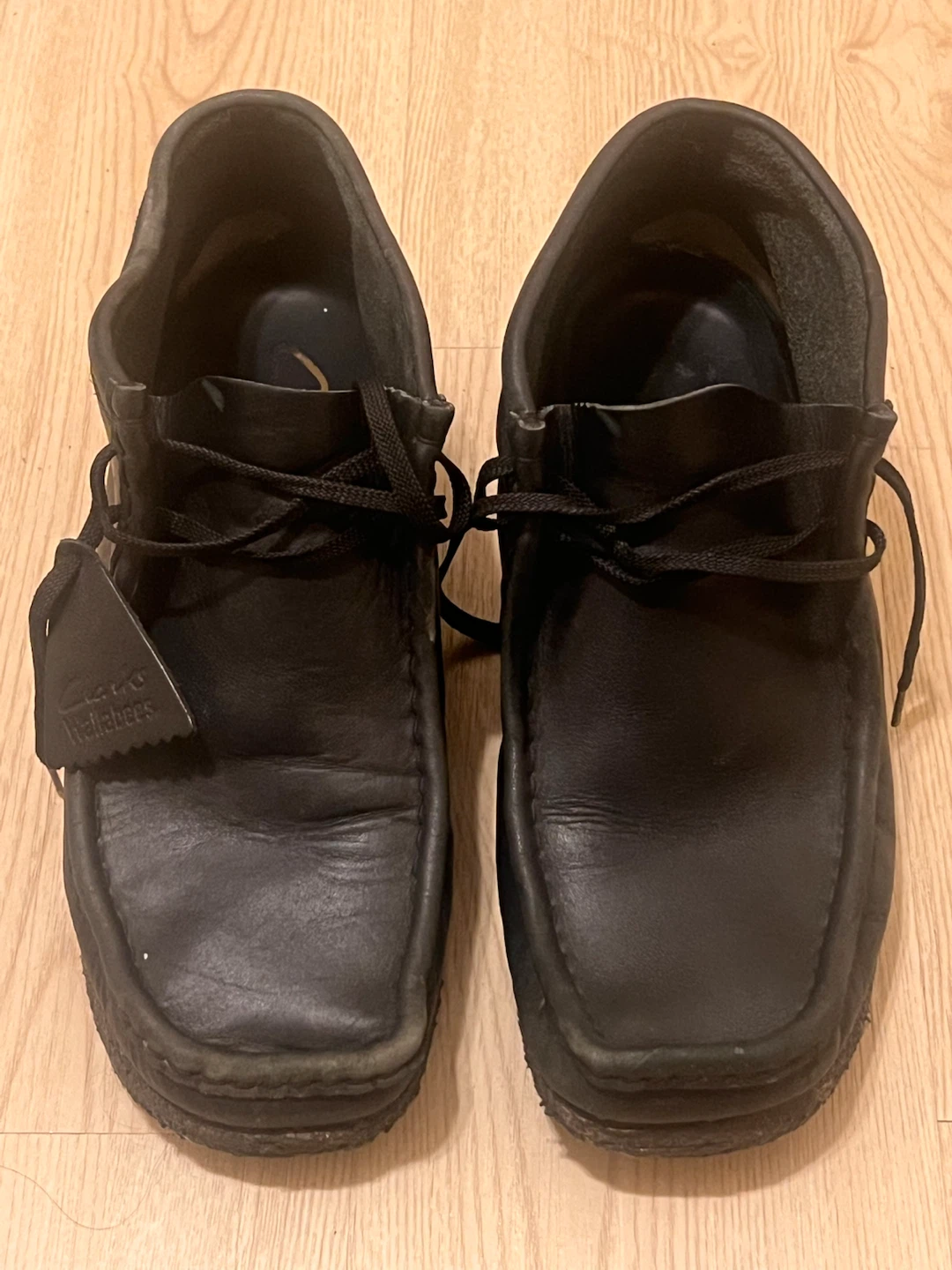 Clarks Wallabees Black Leather Boots - Size 9