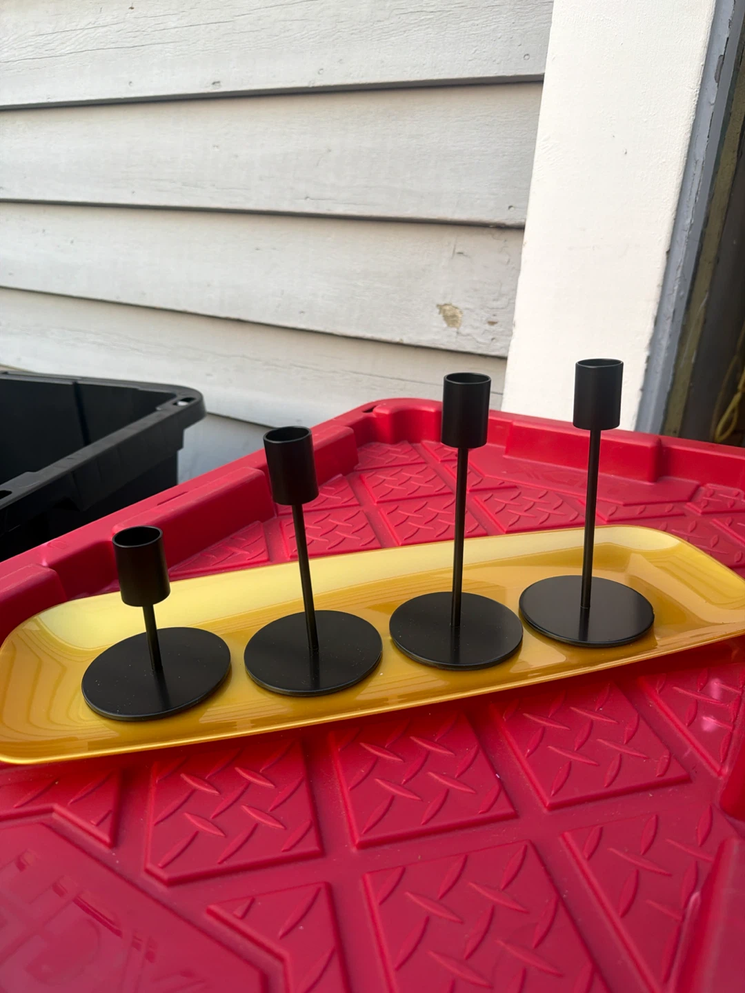Set of 4 Black Metal Candlesticks