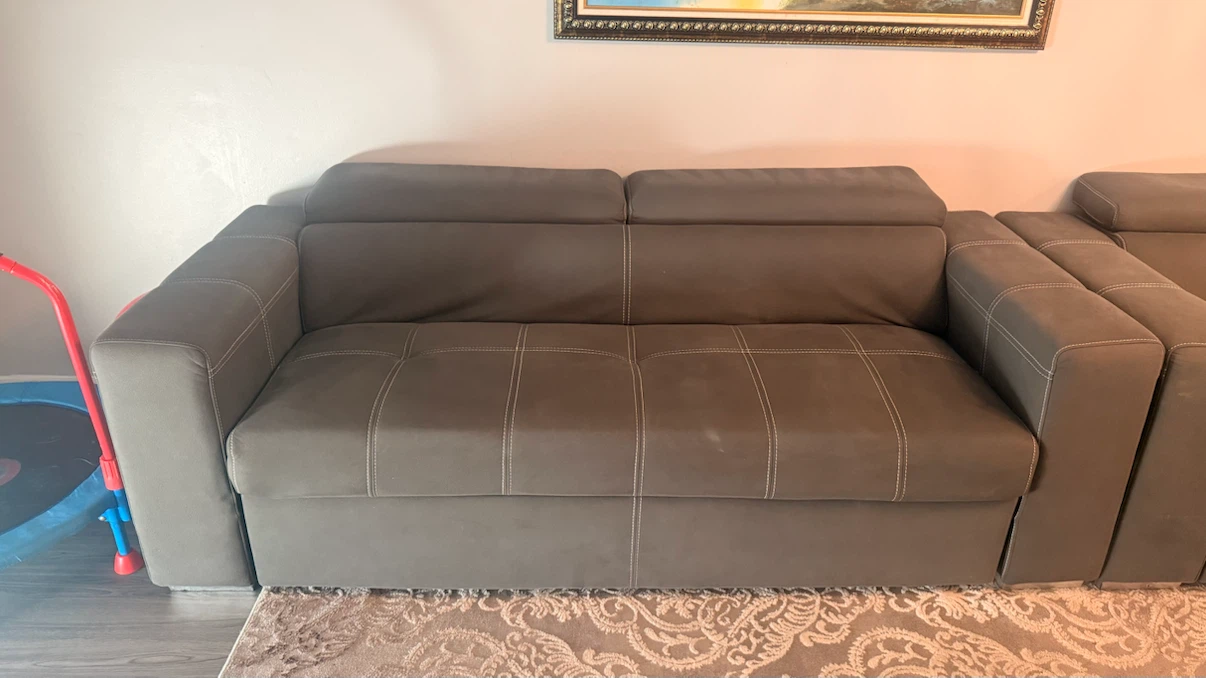 Grey Sofa Bed with Storage Ottoman