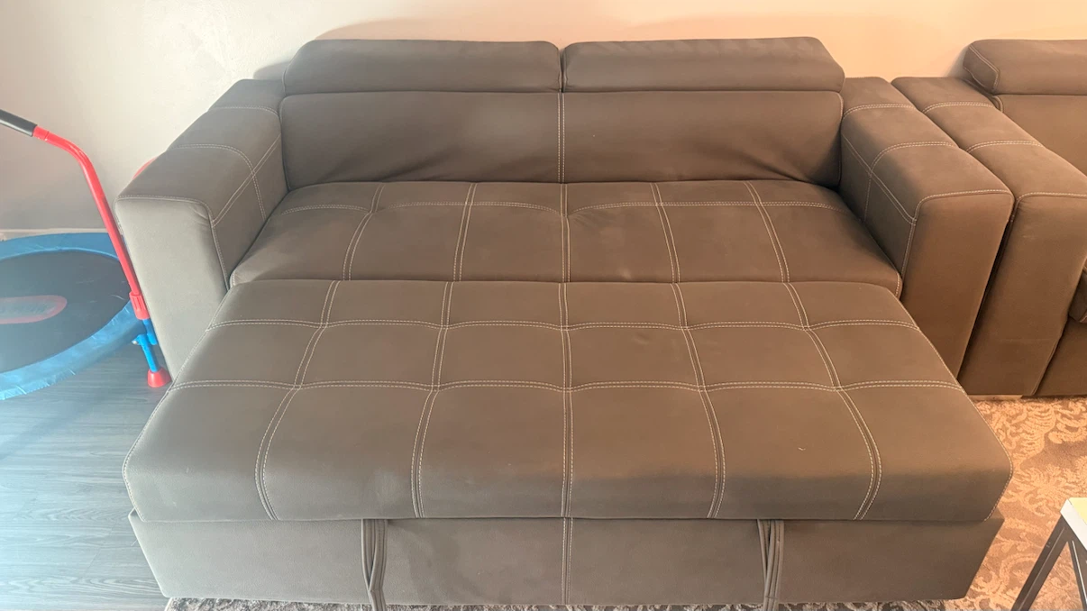 Grey Sofa Bed with Storage Ottoman - photo 3