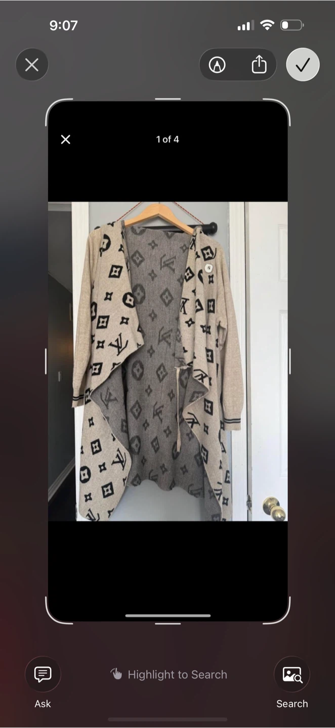 Beige and Grey LV Print Cardigan - photo 3