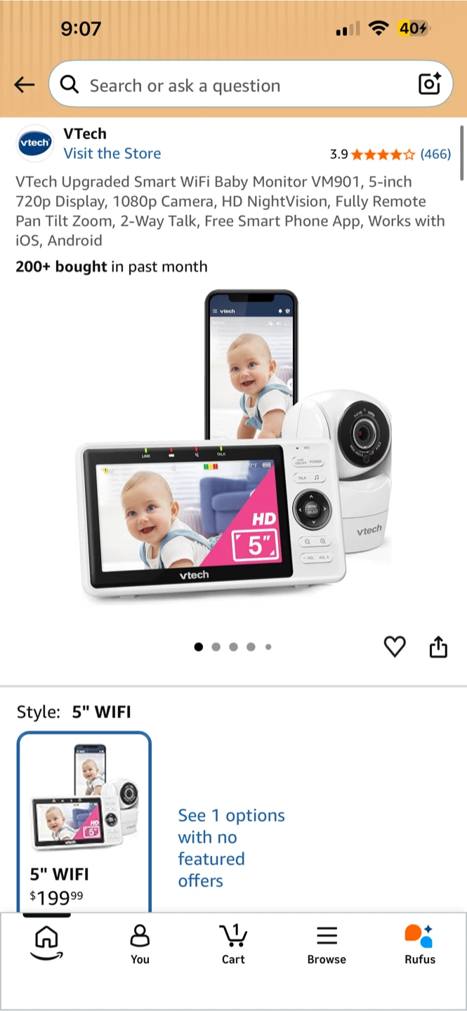 VTech VM901 Smart WiFi Baby Monitor