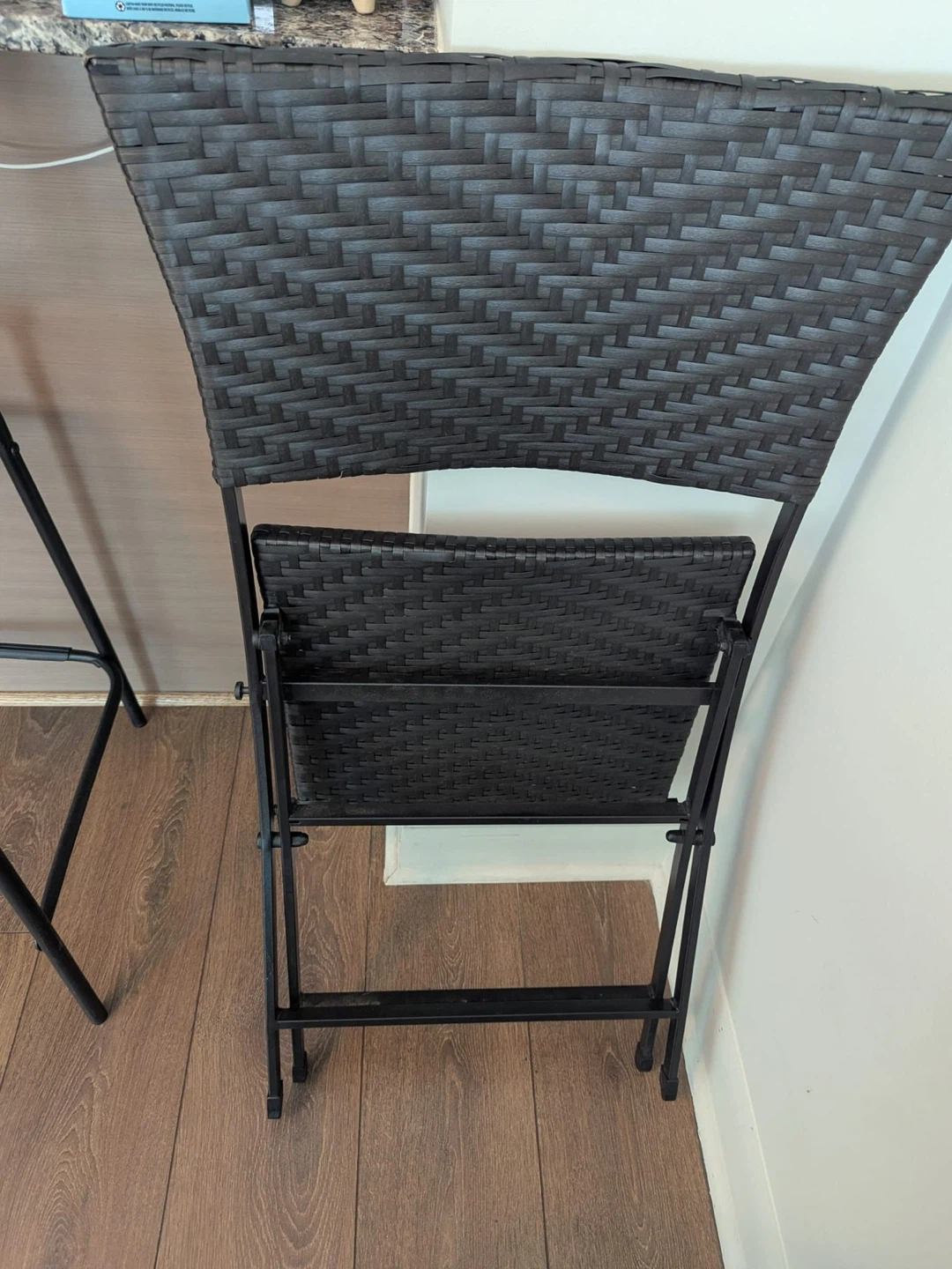 Folding Bistro Set with Glass Top Table and Wicker Chairs - photo 3