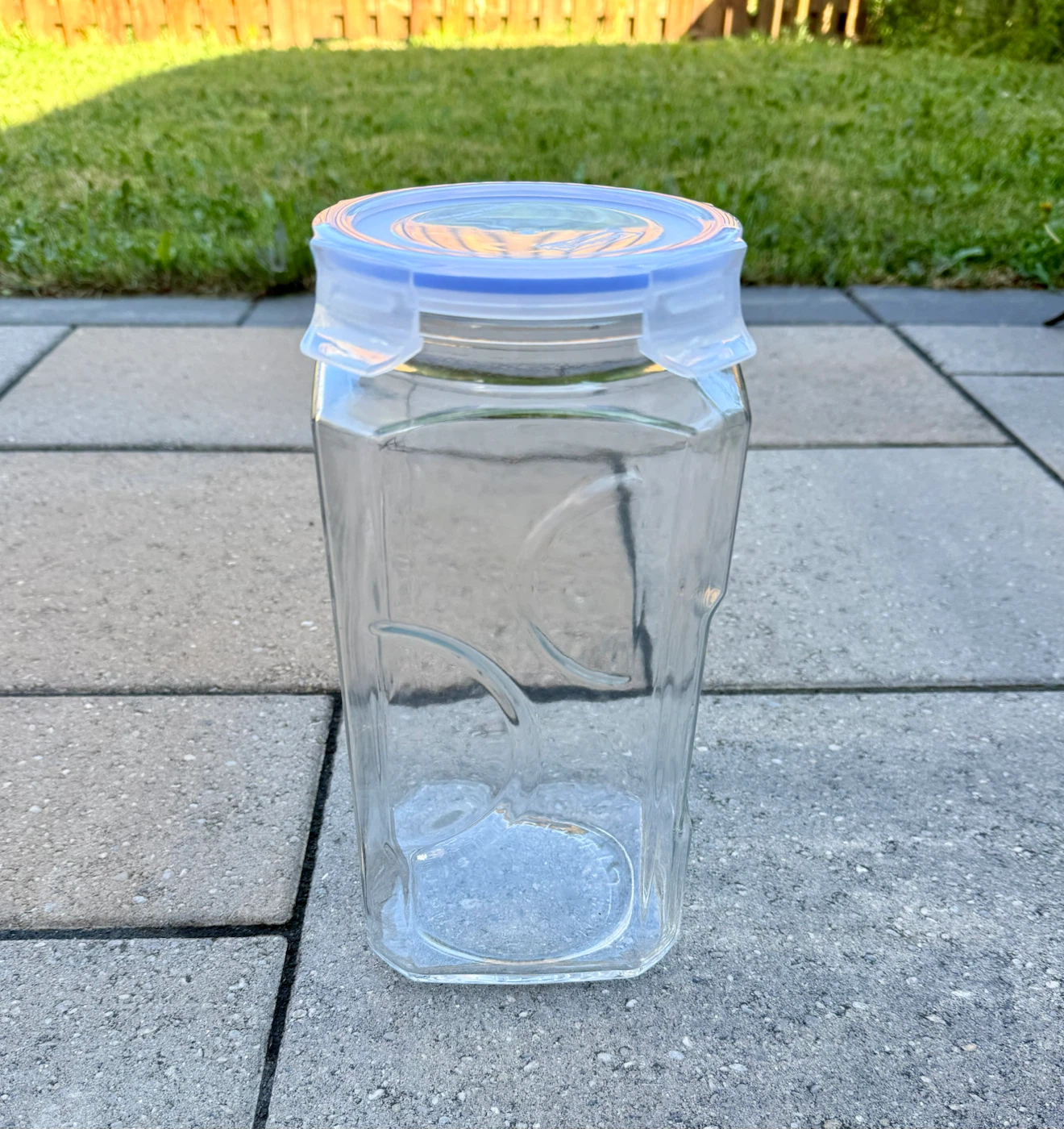 Large Glass Canister with Blue Lid 3L