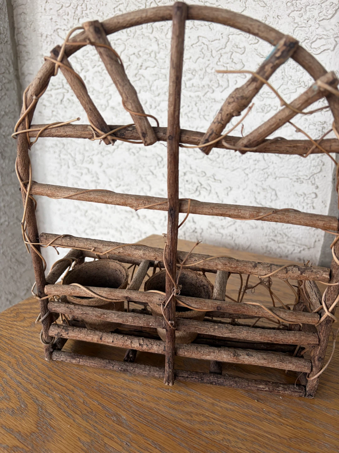 Rustic Twig Plant Stand with Pots - photo 2