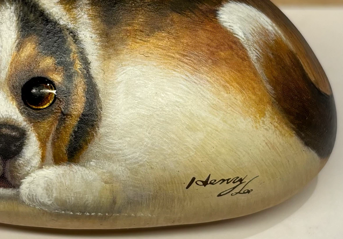 Henry Cats & Friends Painted Stone Dog Figurine with Wooden Box - photo 3