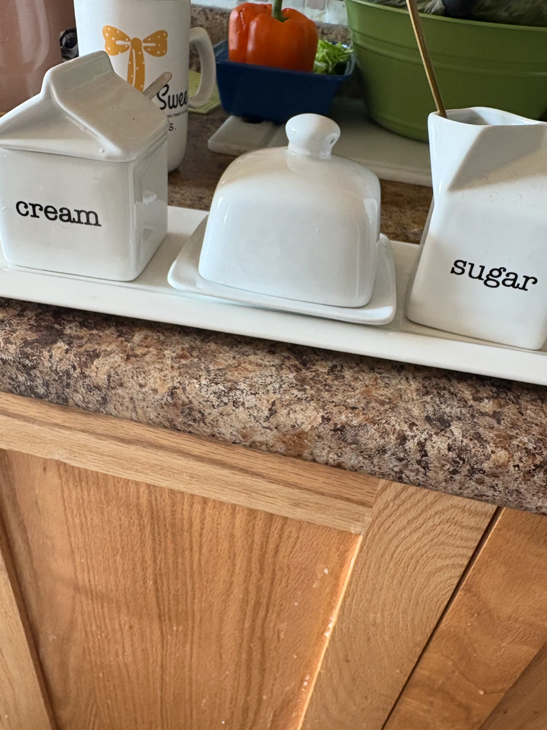 White Ceramic Cream and Sugar Set with Butter Dish - photo 3