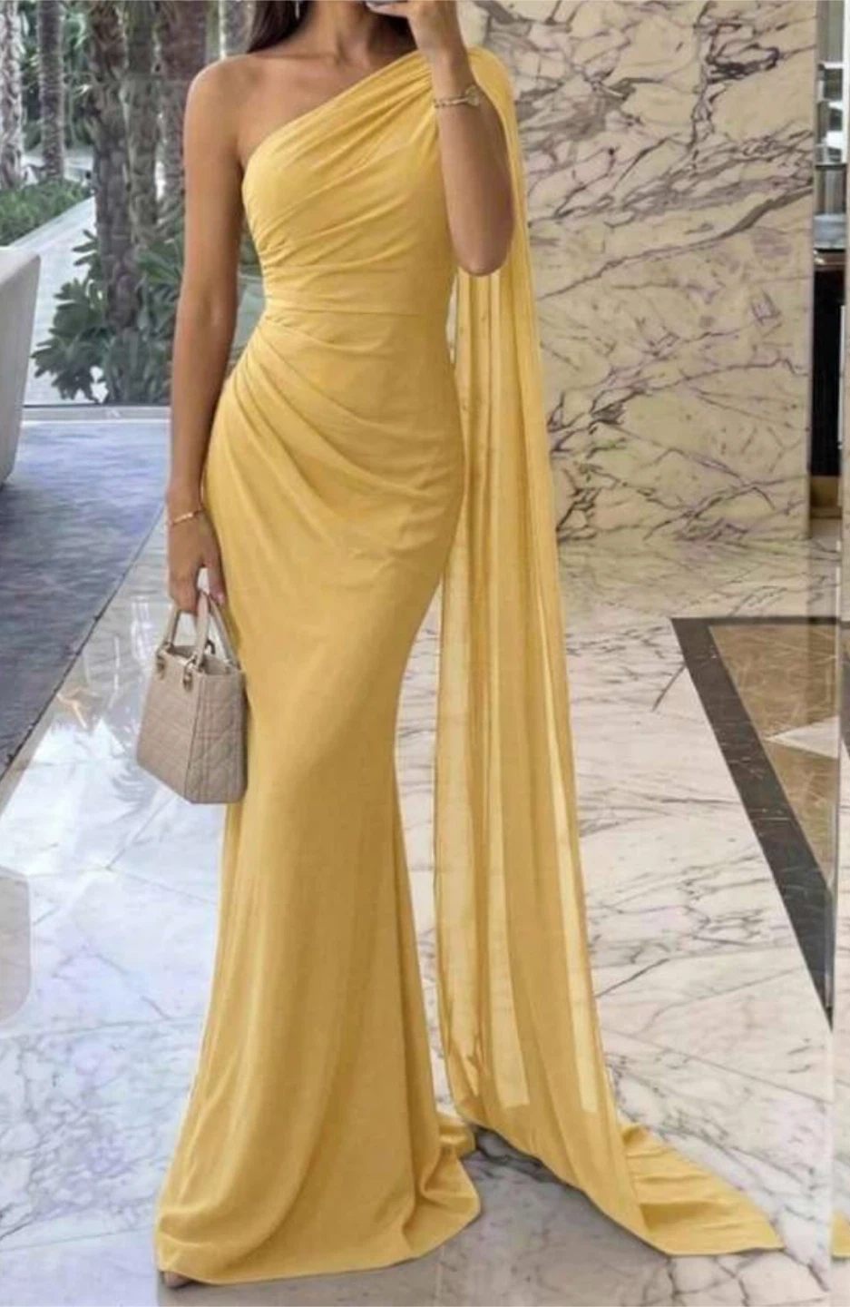 Women's One-Shoulder Draped Gown
