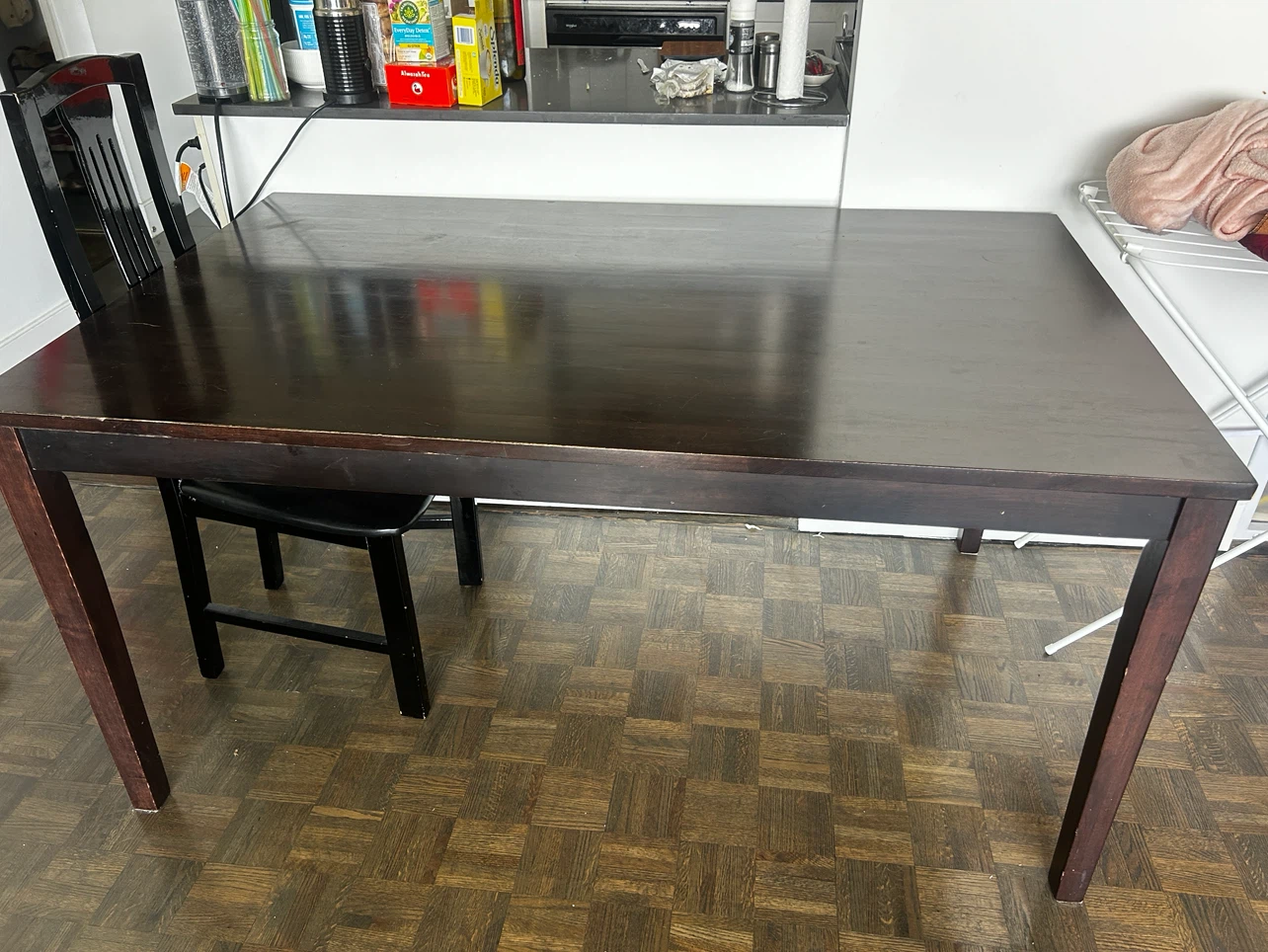 Dark Brown Wooden Dining Table