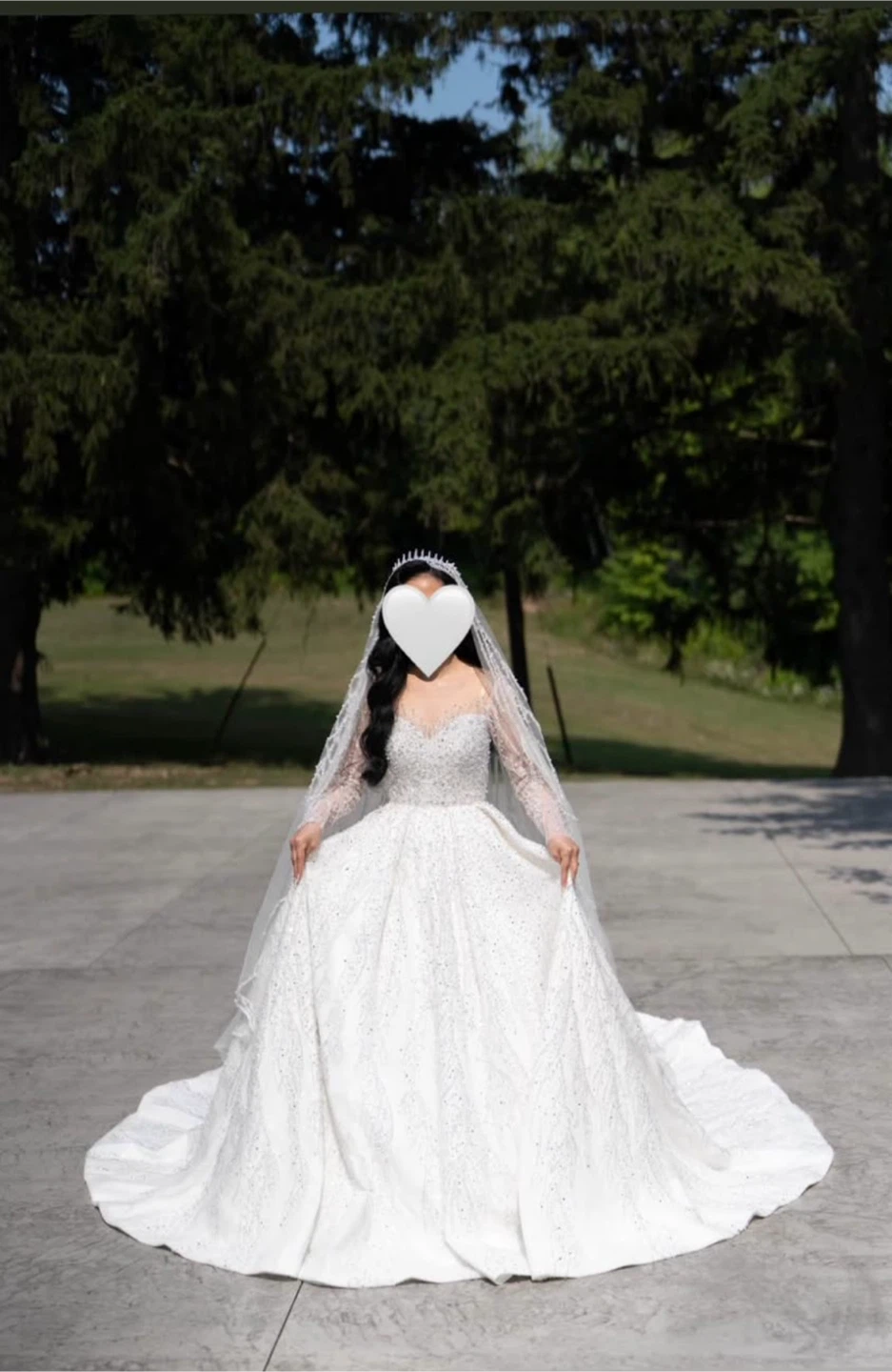 Sparkling White Wedding Bride Dress with Long Sleeves