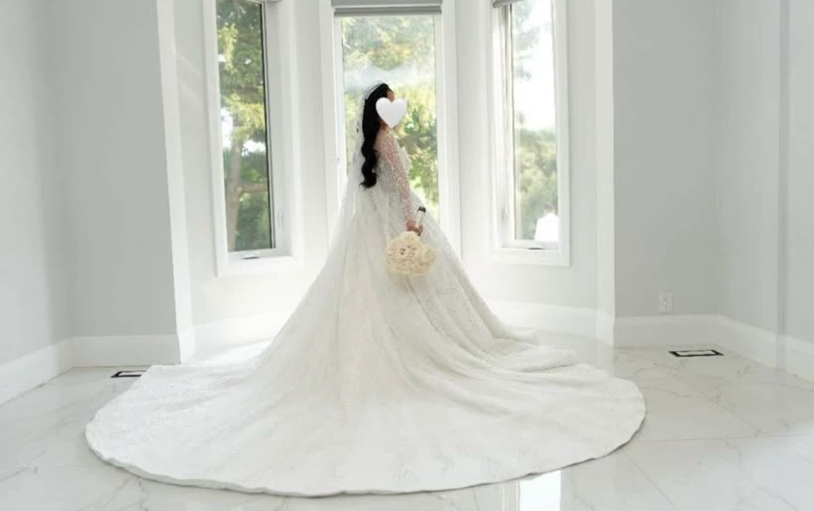 Sparkling White Wedding Bride Dress with Long Sleeves - photo 2