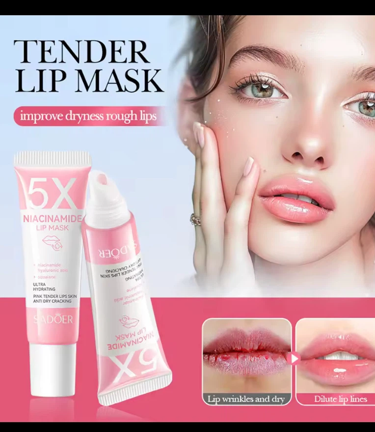 SADOER 5X Niacinamide Lip Mask for Dry, Cracked Lips