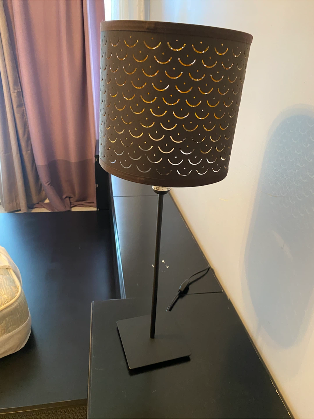 Black Metal Table Lamp with Cutout Design
