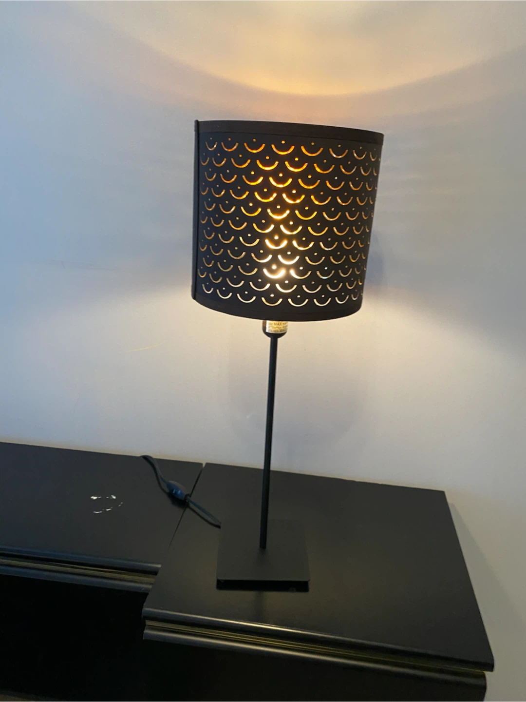 Black Metal Table Lamp with Cutout Design - photo 2