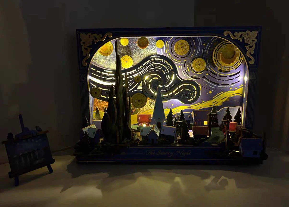 Starry Night 3D wooden puzzle with movable components - photo 2