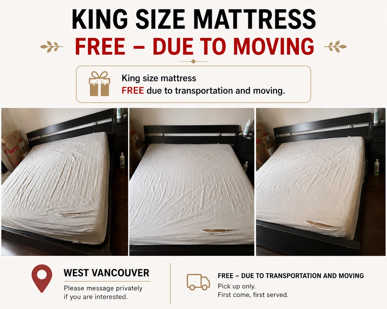 King Size mattress with cover
