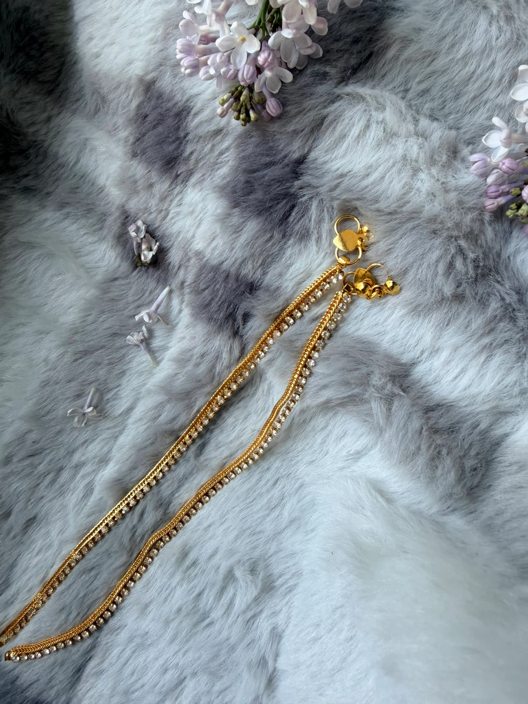 Gold-tone Anklets with Rhinestones