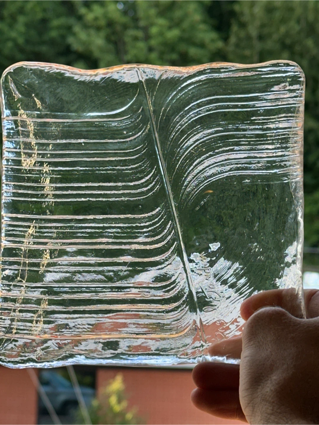 Signed Pascal Jardin Studio Art Glass Tray 6.75” sq - photo 2