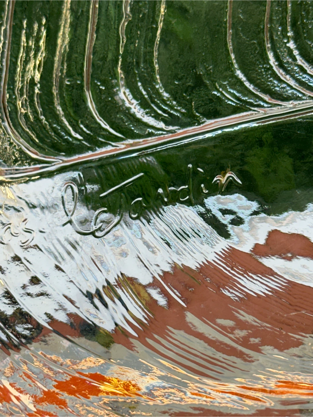 Signed Pascal Jardin Studio Art Glass Tray 6.75” sq - photo 5